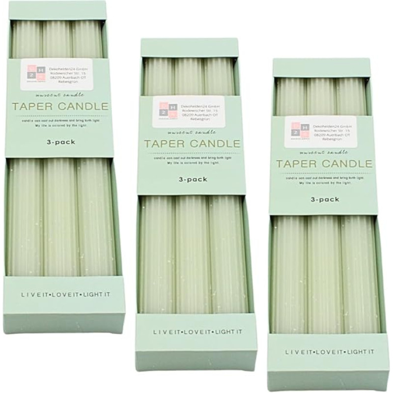 Taper Candles/Candles, Box contents: 9 taper candles, fluted, size: H x Ø approx. 25 x 2 cm
