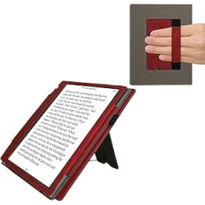 kwmobile Protective Case Compatible with Pocketbook InkPad Eo/Bigme InkNote Color+ Flip Case - Cover with Hand Strap - Heart Brush Dark Red