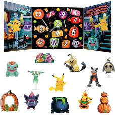 Bandai - Pokemon - Halloween Advent Calendar - 8 Pokémon Figures and 5 Accessories - Pikachu, Zorua, Malosse, Bulbizarr, Fantyrm, Skelenox and Mimiqui - PKW2688