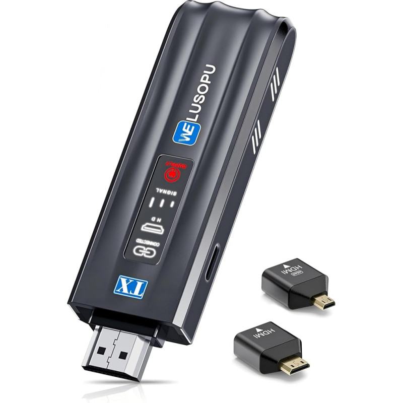 Belaidis HDMI siųstuvas ir imtuvas su išmaniuoju LED ekranu, belaidis HDMI siųstuvas keliems nešiojamiesiems kompiuteriams (tik siųstuvas, reikia suporuoti imtuvą)