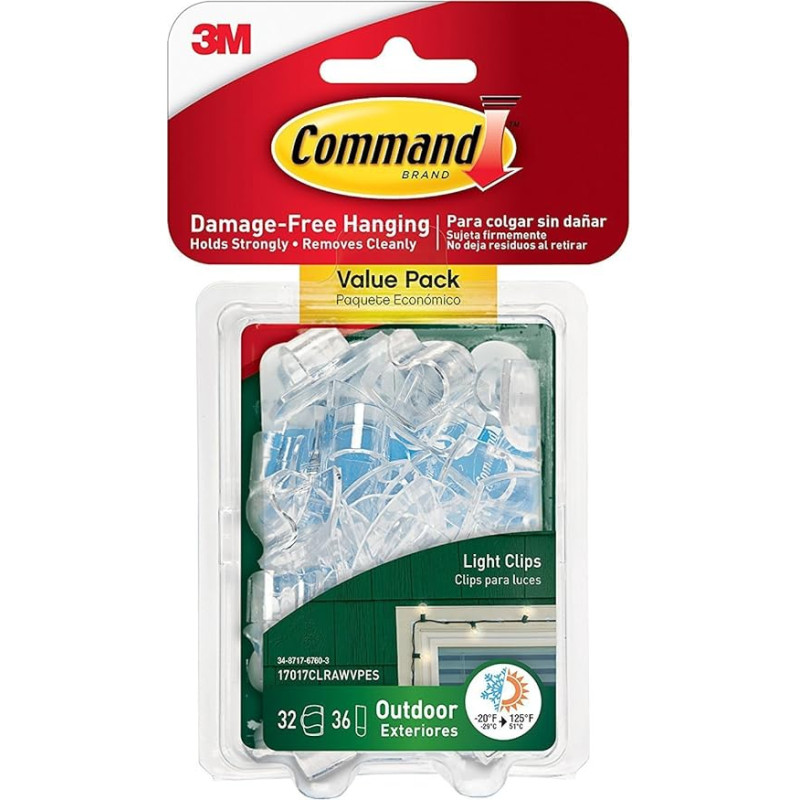 Command Outdoor Light Clips Clear 40 Clips
