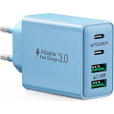 USB C įkroviklis, 40 W 4 prievadų USBC kištukas su PD adapteriu + QC įkroviklis 