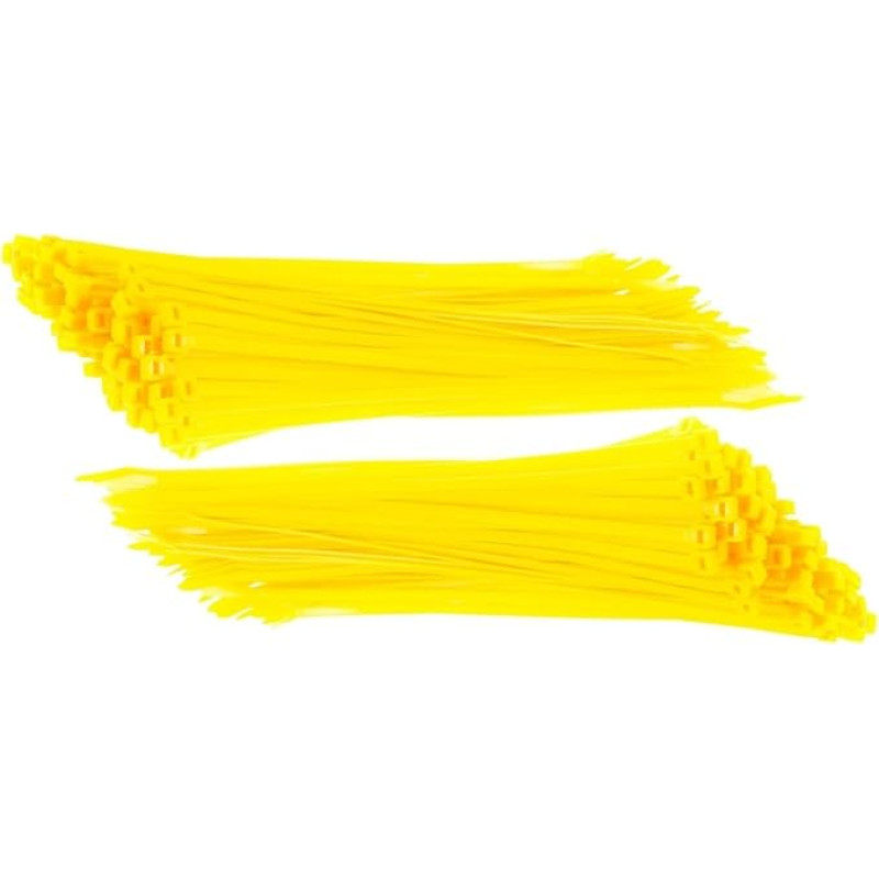 Kabelbinder, gelb, 370 mm x 7,6 mm, robuste Nylon-Kabelbinder, sicherer selbstschließender Mechanismus, Kunststoffbinder für Zuhause, Büro, Garten, Garage, Werkstatt, Heimwerker, Gelb, 100 Stück