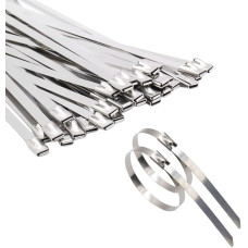 20 pakuotės nerūdijančio plieno kabelių kaklaraiščiai 290 mm x 4,6 mm sunkiųjų jūrinės klasės 316 plieno kaklaraiščiai saugūs ir savaime užsifiksuojantys, skirti vidaus patalpoms lauke, namų biurui, dirbtuvėms