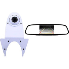 Balta atbulinės eigos kamera automobiliui, stovėjimo atbulinės eigos kamera su naktinio matymo kampu + galinio vaizdo veidrodis Citroen Berlingo Jumper Jumpy Nemo Dacia Dokker Van Nissan Navara HD