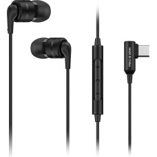 SoundMAGIC E80D USB-C ausinėse montuojamos stereofoninės ausinės L formos kištukas Inline valdiklis Metalinis korpusas 10 mm dinaminiai garsiakalbiai Vandeniui ir dulkėms atsparūs juodi