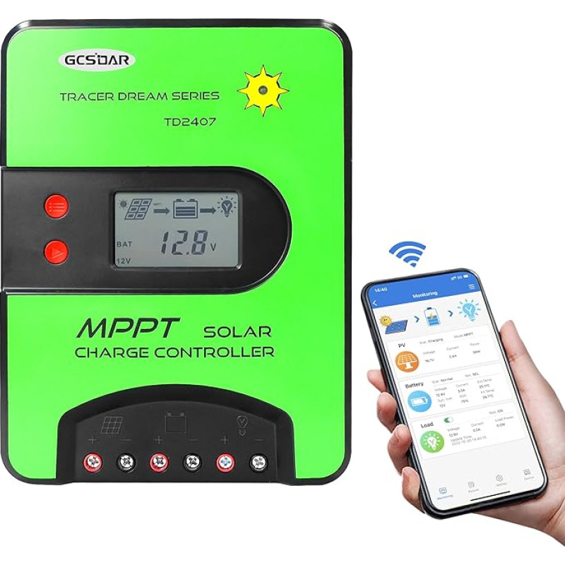 MPPT įkrovos valdiklis 40A 12V/24V automobilis Max PV 100V Integruotas 