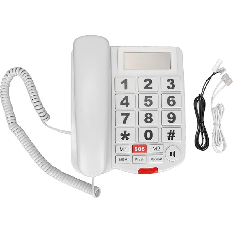 ciciglow LD-265CID laidinis didelių mygtukų telefonas su skambintojo atpažinimo funkcija, laisvų rankų funkcija, laisvų rankų funkcija ir pokalbio funkcija Telefonas klausos negalią turintiems senjorams, namų telefonas, baltas