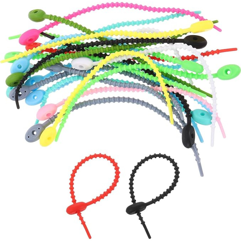 sourcing map Silikon-Kabelbinder, wiederverwendbar, 15,2 cm, Kabelbinder, Kabelwickel, Organizer für Zuhause, Büro, Küche, Lebensmitteltasche, gemischte Farben, 20 Stück