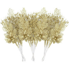 28 kalėdinių blizgučių gėlių uogų stiebų pakuotė Dirbtinės Kalėdų eglutės dekoracijos Dirbtinės šakos Kalėdų eglutės rinkimas 