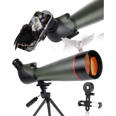 25-75x100 HD Spotting Scope Sports Shooters with Tripod and Smartphone Adapter, Zoom Bak4 Prism FMC Lens 45 Degree Angled Telescope for Bird Watching Wildlife Scenery Hunting Wildlife Stargazing (100G