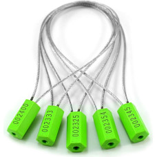 100 Numbered Security Cable Seals Tamper Proof Steel Wire Cable Tags Pullite Seals Cable Ties (Green)