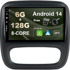 SXAUTO -6G+128G Android 14 IPS Car Radio for Renault Trafic 3 / Opel Vivaro B (2014-2021) - Built-in Carplay/Android Car - Camera + MIC - DAB Steering Wheel Control Fast Boot 360-CAM WiFi - 2 DIN 9