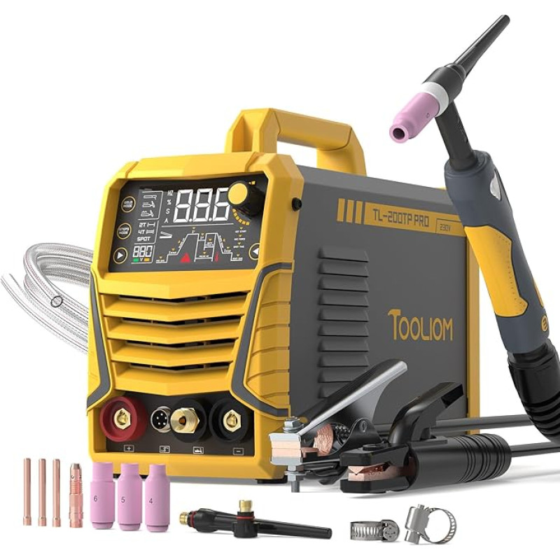 TOOLIOM 200A TIG Welding Machine with Impulse 230V 3 iIn 1 TIG Welding Machine MMA/DC HF TIG/PULS TIG for Welding Steel Stainless Steel (Non-Weldable Aluminium)