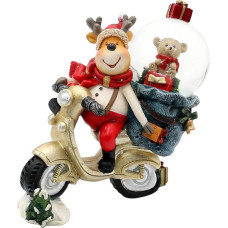 Snow Globe Elk on Scooter Motorcycle, L/W/H/Diameter Ball 11 x 6 x 11 cm, Diameter 4.5 cm