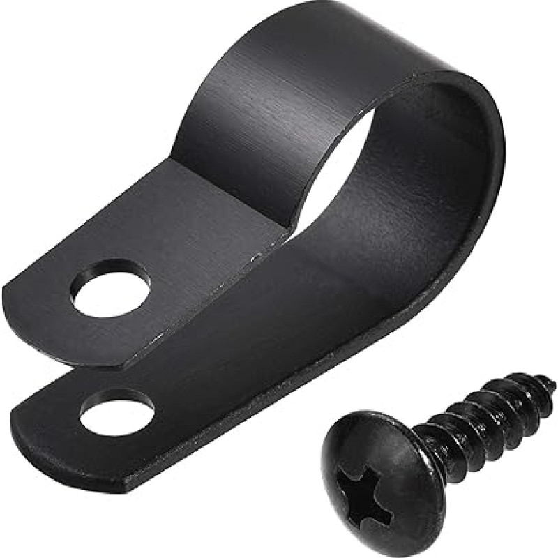 16mm nailono R tipo kabelių klipas Laidų spaustukas su varžtais juodas 50 vnt.