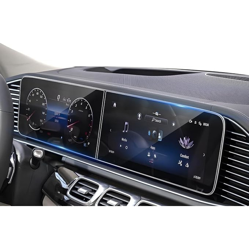 BSTW Suderinamas su Mercedes Benz E klasės W213 S klasės W222 G klasės W464 Benz GLE W167 GLS X167 ekrano apsauga, prietaisų skydelio + medijos ekranas (2 x 12,3 colio), grūdinto stiklo navigacijos ekranas