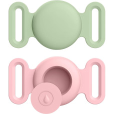 2-Pack Silicone Airtag Case for Airtag Pet Collar, Airtag Holder for Airtag GPS Tracker, Anti-Lost Locator Airtag Cover for Hond Cat Collar, Bagage