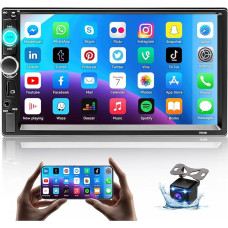 Hikity Car Radio 2 DIN with Screen 7 Inch Touch Display Radio with Bluetooth Hands-Free Kit Support Mirror Link USB/AUX/SD + Reversing Camera