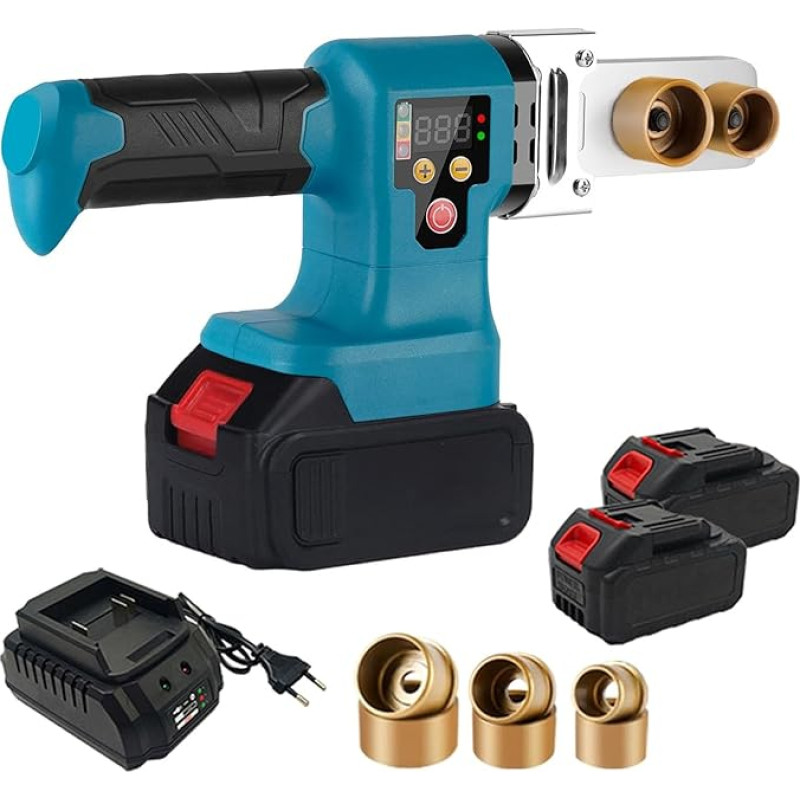 PPR Pipe Welding Machine, 21 V Sleeve Welding Machine 0-230 °C Water Pipe Plastic Welding Machine with 2 x 3000 mAh Battery and Battery Charger Pipe Welding Machine Kit for PPR PE PVC PB HDPE Pipes