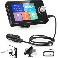 DAB Dab+ Autoradio-Adapter 2,8-Zoll-LCD-Farbdisplay mit Bluetooth-Freisprecheinrichtung, Dab-Transmitter, FM-Transmitter, AUX-EIN-/Ausgang, TF-Karten-Musikwiedergabe, Autoladegerät