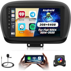 Fuluku 2+64G Android Car Radio for Fiat 500X 2014 2015 2016 2017 2018 2019 2020 with Wireless Carpaly & Android Car, 9 Inch IPS Touchscreen Radio with Bluetooth/GPS/Rear View Camera/FM/WiFi/SWC/26UI