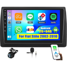 OiLiehu 2G + 64G Android 13 Radio 2din Carplay Android Car for Fiat Stilo 2002-2010 Car Radio with Screen 9 Inch Car Radio with Mirror Link/EQ/Bluetooth/SWC/FM RDS/WiFi/GPS/Rear View Camera