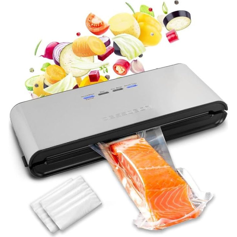 Vakuuminė maisto produktų sandarinimo mašina su vakuuminiu maišeliu | Nerūdijančio plieno vakuuminė sandarinimo mašina, užtikrinanti 8 kartų ilgesnį šviežumą | Maisto produktų sandarinimo mašinų rinkinys | Vakuuminis maisto produktų įrenginys C-VK 4000