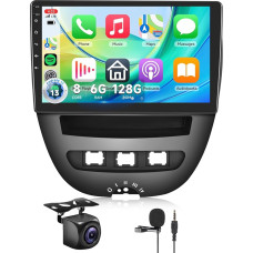 8 Core 6 + 128G: Hodozzy Carplay automobilinis radijas Toyota Aygo/Peugeot 107/Citroen C1 2005-2014, Android automobilinis radijas su navigacija, 10 colių jutiklinis ekranas su Android Car/Mirror