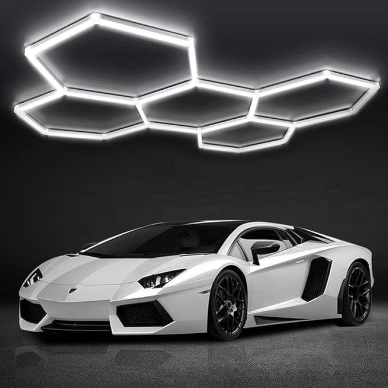 DIKHEE Garage Lamp LED 5-Hex 192 W 6500 K Malleable LED Workshop Ceiling Light Dly Hexagon Garage LED Light for Garage, Workshop, Warehouse, Basement, Gym
