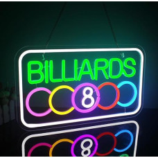 Looklight Billiards Neon Sign Billiard Room Neon Sign LED Billiard Neon Sign Dimmable Neon Sign USB Colourful LED Neon Light for Billiard Room Playroom Living Room Wall Decoration Gifts