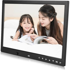 Skaitmeninių nuotraukų rėmelis 13 colių, 1280 x 800 Full HD elektroninis nuotraukų rėmelis su nuotolinio valdymo pulteliu, reguliuojamas ekrano ryškumas, muzika/vaizdo įrašai, kalendorius ir žadintuvas, palaiko USB ir 32G kortelę