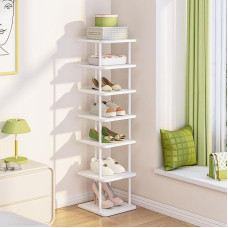 Shoe Rack Organizer Shoe Rack 7 Tier Slim Shoe Rack Metal Shoe Tower Shoe Rack for Closet Hallway Entrance Front Door Small Spaces White