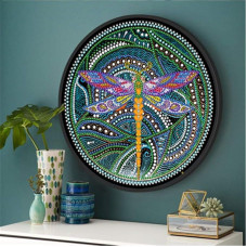 Nicole Knupfer 1 x Mandala Dragonfly Round Diamond Painting, 5D Diamond Painting Kit Arts Craft for Bedroom Wall Painting 235 x 235 mm (Dragonfly)
