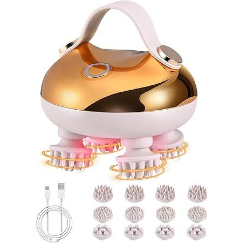 Electric Head Massage, IPX 7 Waterproof Intelligent Scalp Massage with 3 Massage Modes, Handheld Massager for Head and Body Relaxation, Stress Relief