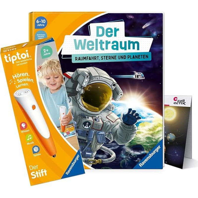 Ravensburger Kosmosas Kosminės žvaigždės ir planetos + 00110 rašiklis + kosminis plakatas Mokomasis žaislas vaikams