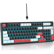 96% Creamy Mechanical Gaming Keyboard with Numeric Keypad, RGB Mechanical Full, Hot-Swappable, Wired, American QWERTY for Gamers in the Office, 98 Black