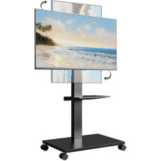 Mobile TV Stand, TV Trolley with Horizontal and Vertical Screen Rotation, for LED, LCD and OLED TVs from 32 to 75 Inches, Max. Load 50 kg, Max. VESA 600 x 400 mm (Black)