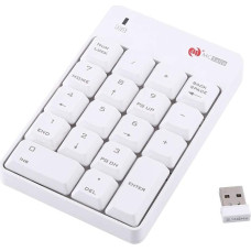 USB 10 Keyboard, 2.4GHz Wireless USB Ten Keyboard Number Keypad, 18 Keys for Laptop PC, White (White)