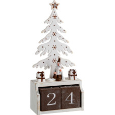 WeRChristmas Weihnachtsdekoration Holz Baum Adventskalender, 19 cm - weiß