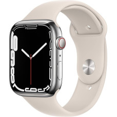 Apple Watch Series 7 (GPS + Cellular, 45 mm) Stainless Steel Case Silver with Polar Star Sports Strap (Refurbished)