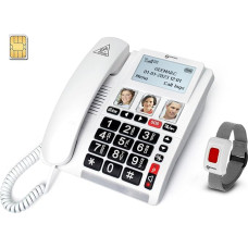 Geemarc CL9000 - Home Emergency Phone and Waterproof SOS Armband with Large Buttons, Amplified Volume and Illuminated Display - Only Works with SIM Card