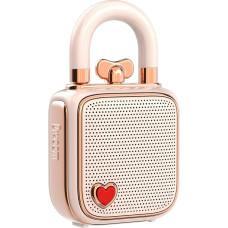 divoom Love-Lock Bluetooth Speaker, Small Portable Music Box, Wireless Stereo Pairing Retro Soundbox, Cute Desktop Decoration, for Girls, Pink