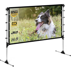 Projector Screen with Tripod 120 Inch 16:9 4K HD 3D Tripod Screen with Foldable Stand Front and Rear Projection Outdoor Indoor Portable Projection Screen Home Cinema 266 x 149 cm with Storage Bag