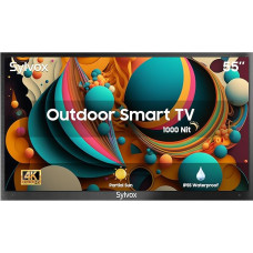 SYLVOX 55 Inch Outdoor TV 1000 Nits IP55 Waterproof, Smart Android TV 4K UHD. HDR 10 Dolby Audio TV, Voice Search, DTV & ATV, DVB-T/C/T2/S/S2, HBBTV Google Assistant Built-in Partial Sun Deck PRO