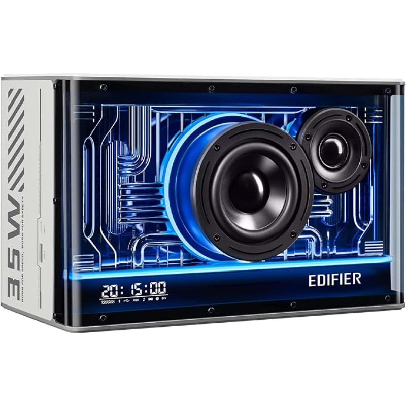 Edifier QD35 Compact Bluetooth Speaker System with RGB Lighting Effects, Bluetooth V5.3 and Two Ultra Fast Charging Ports. Hi-Res Audio Certified.