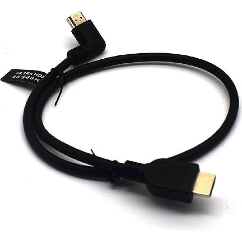 AWADUO 8K HDMI 2.1 Cable Male to Male with 90 Degree Left Angle, Ultra Cord High Speed HDMI 8K @ 60Hz 4K @ 120Hz, HDMI 2.1 Cable Compatible with Monitor/Projector/HDTV (0.6M)