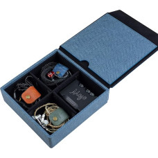 Miter Handcrafted PU Leather Carrying Case for 2 IEM Headphones + 1 Digital Audio Player Storage Box for 4 Headphones (Blue)