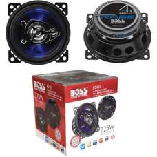 2 Speakers Compatible with Boss Audio Systems BE423 BE 423 3-Way Coaxial Cable 10.00 cm 100 mm 4 Inch Diameter 112 Watt RMS and 225 Watt Max 4 Ohm 90 dB with Blue LED and Rubber Suspension per Pair