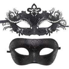 Coolwife Couple Metal Venetian Mask for Carnival Party Evening Prom Costume